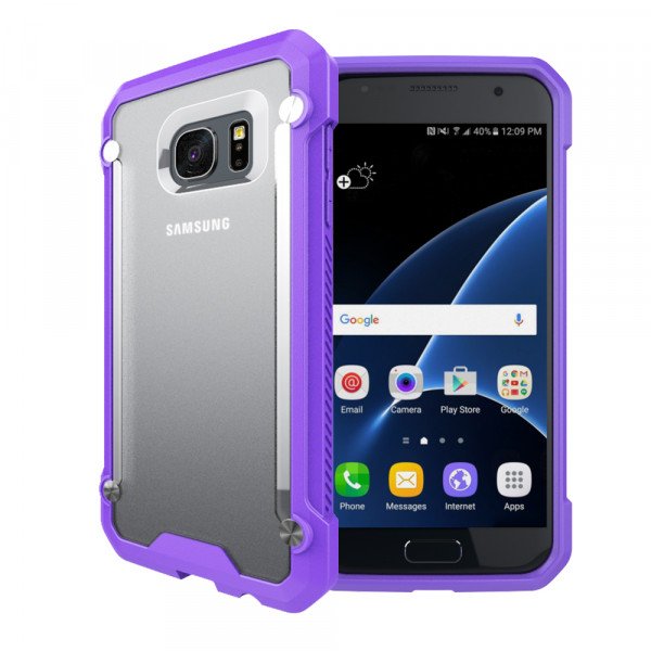 Wholesale Galaxy S7 Clear Defense Hybrid Case (Purple)